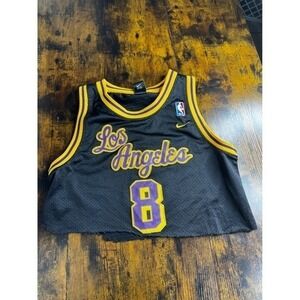 Nike Kobe Bryant Lakers Jersey #8 Black Cropped Mesh Tank Women Large